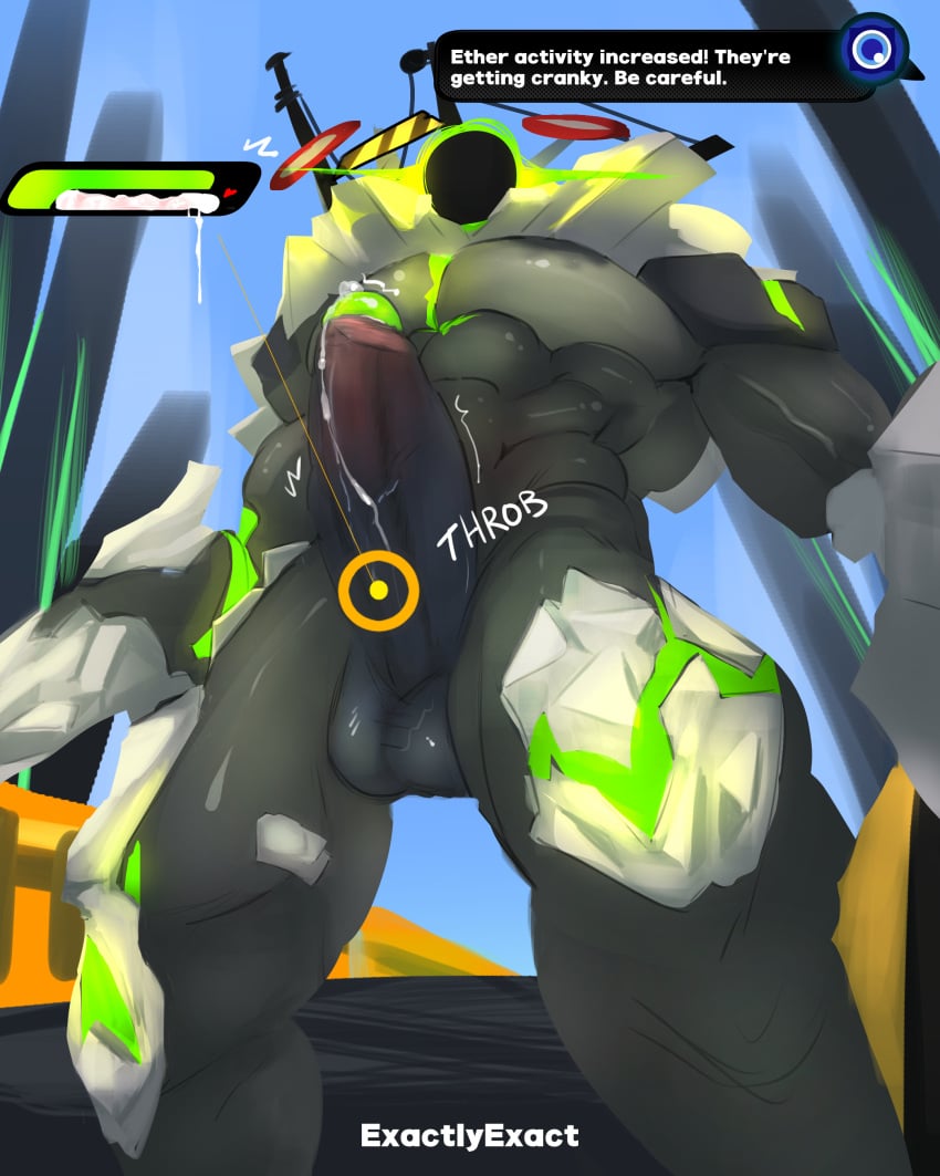 abs armor bara big_balls big_penis cum erection ethereal_(zenless_zone_zero) exactlyexact gay hi_res high_resolution huge_cock male male_only masturbation metro_goblin monster monster_cock muscular muscular_anthro muscular_male muscular_thighs nude penis solo zenless_zone_zero