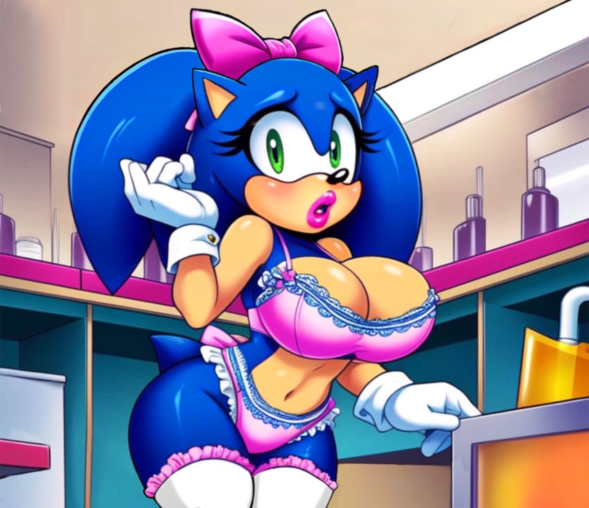 after_transformation ai_generated big_breasts bimbo bimbofication bimbofied busty genderswap_(mtf) lingerie lipstick rule_63 sonic_(series) sonic_the_hedgehog sonic_the_hedgehog_(comics) sonic_the_hedgehog_(series) sonique_the_hedgehog twintails