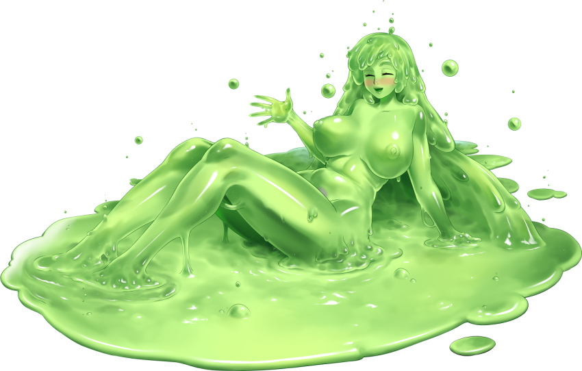 1girls areolae big_breasts breasts female female_focus female_only fully_nude game_cg monster_girl monster_girl_dreams nipples nude nude_female sitting slime slime_girl slime_monster solo tagme