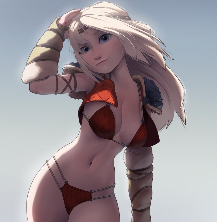 2d 2d_(artwork) 2d_artwork armor armored_female armored_gloves ass astrid_hofferson blonde_female blonde_hair blonde_hair_female bra breasts coolerinker female hair how_to_train_your_dragon inker_comics inkershike looking_at_viewer panties smile smile_at_viewer smiling smiling_at_viewer solo tagme