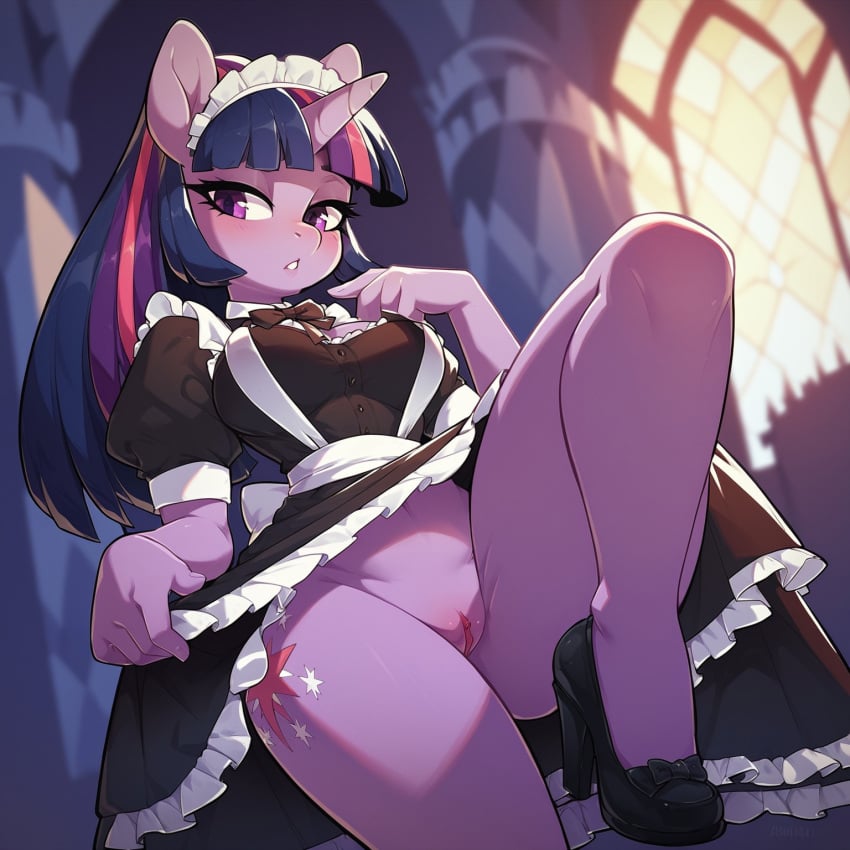 ai_generated maid_uniform my_little_pony twilight_sparkle_(mlp) vagina