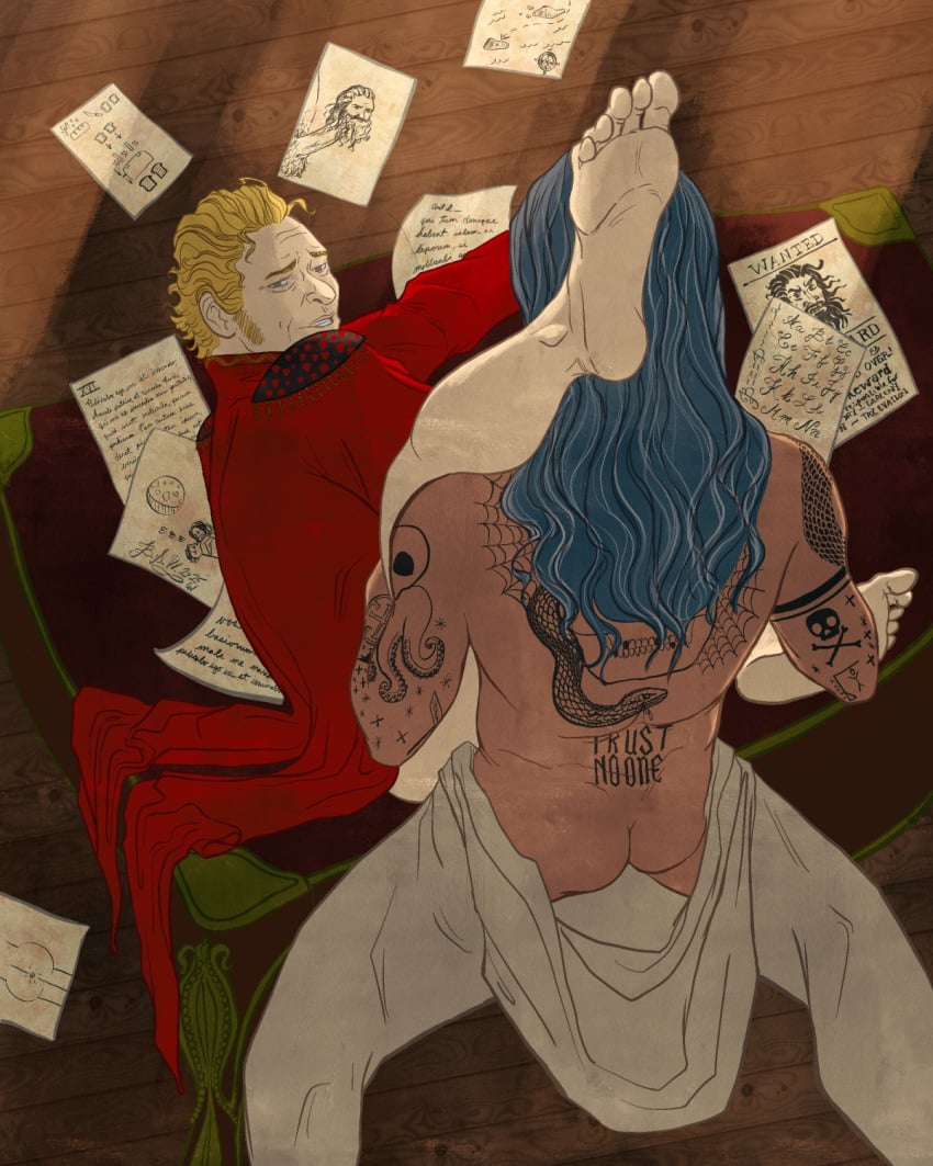 2boys anal_sex ass_out blackbeard edward_teach fancy_clothing gay gay_sex gaywatson hidden_penis leg_up long_hair long_hair_male male male_only missionary_position our_flag_means_death papers partially_clothed partially_nude pirate red_suit stede_bonnet tattoos wanted_poster yaoi