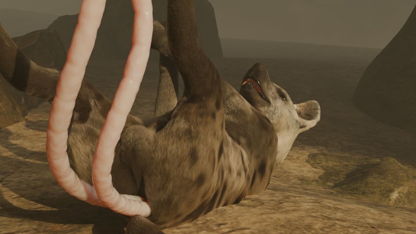 16:9 2024 3d_(artwork) anal anal_sex animal_genitalia ass balls cave cavern digital_media_(artwork) double_anal double_penetration feral genitals hi_res hiad hyena looking_up lying male male_penetrated mammal on_back open_mouth patreon penetration sex solo spotted_hyena tentacle tentacle_in_ass tentacle_penetration tentacle_sex widescreen