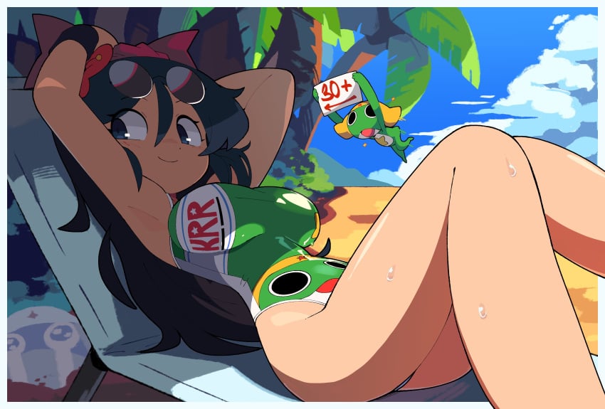 bacunng beach female hi_res highres hinata_aki keroro_gunsou looking_at_viewer one-piece_swimsuit