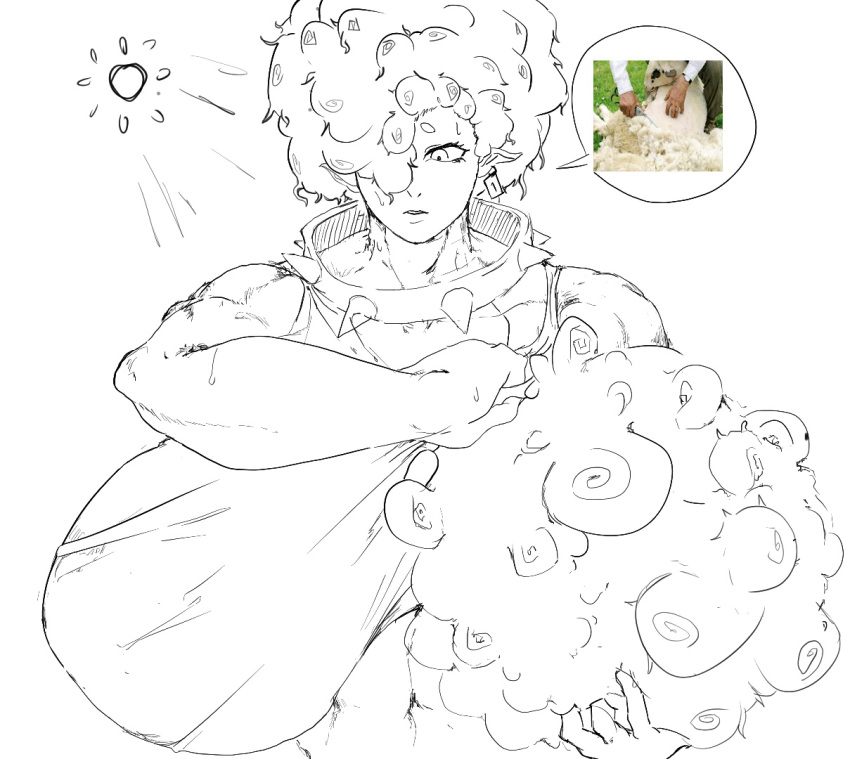 apwd huge_breasts line_art sheep_girl sketch