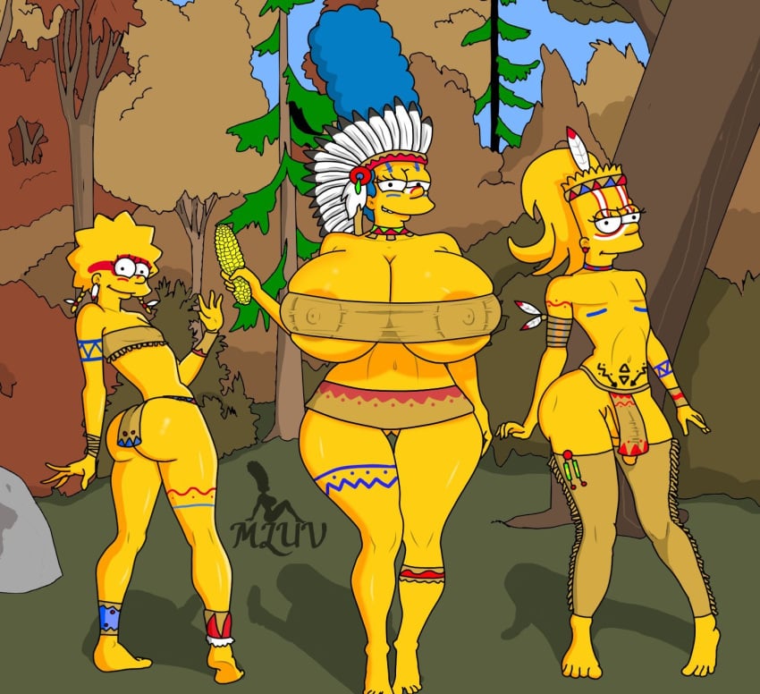 bart_simpson bartina_simpson femboy lisa_simpson marge_simpson milf mluv thanksgiving the_simpsons