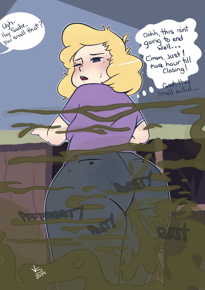 big_ass blonde_hair fart fart_fetish sadie_miller shortstack steven_universe tight_pants vinylsplash