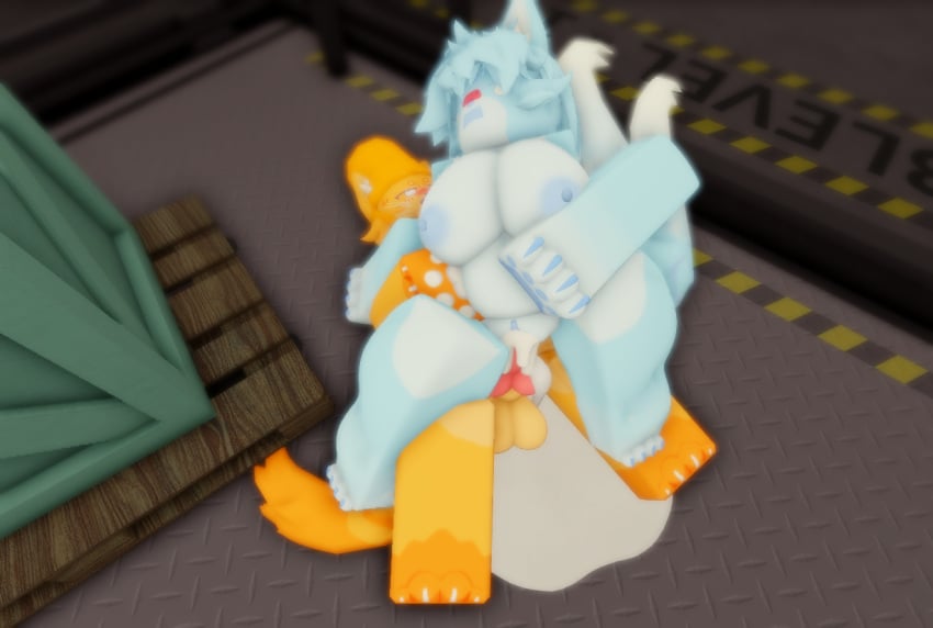 3d balls big_breasts blue_nipples breasts catte_(kaiju_paradise) cock cum cum_in_pussy cum_inside female ghost_fox_(kaiju_paradise) kaiju_paradise looking_at_partner looking_pleasured male male/female ravenuwu roblox roblox_game robloxian self_upload sex tagme vaginal_penetration