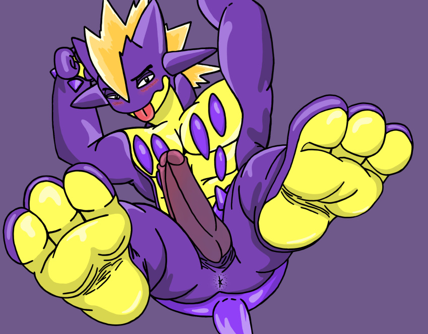 amped_toxtricity anthro cometmystic21 erection feet generation_8_pokemon genitals hi_res humanoid male nintendo nude penis pokemon pokemon_(species) purple_body solo tongue tongue_out toxtricity