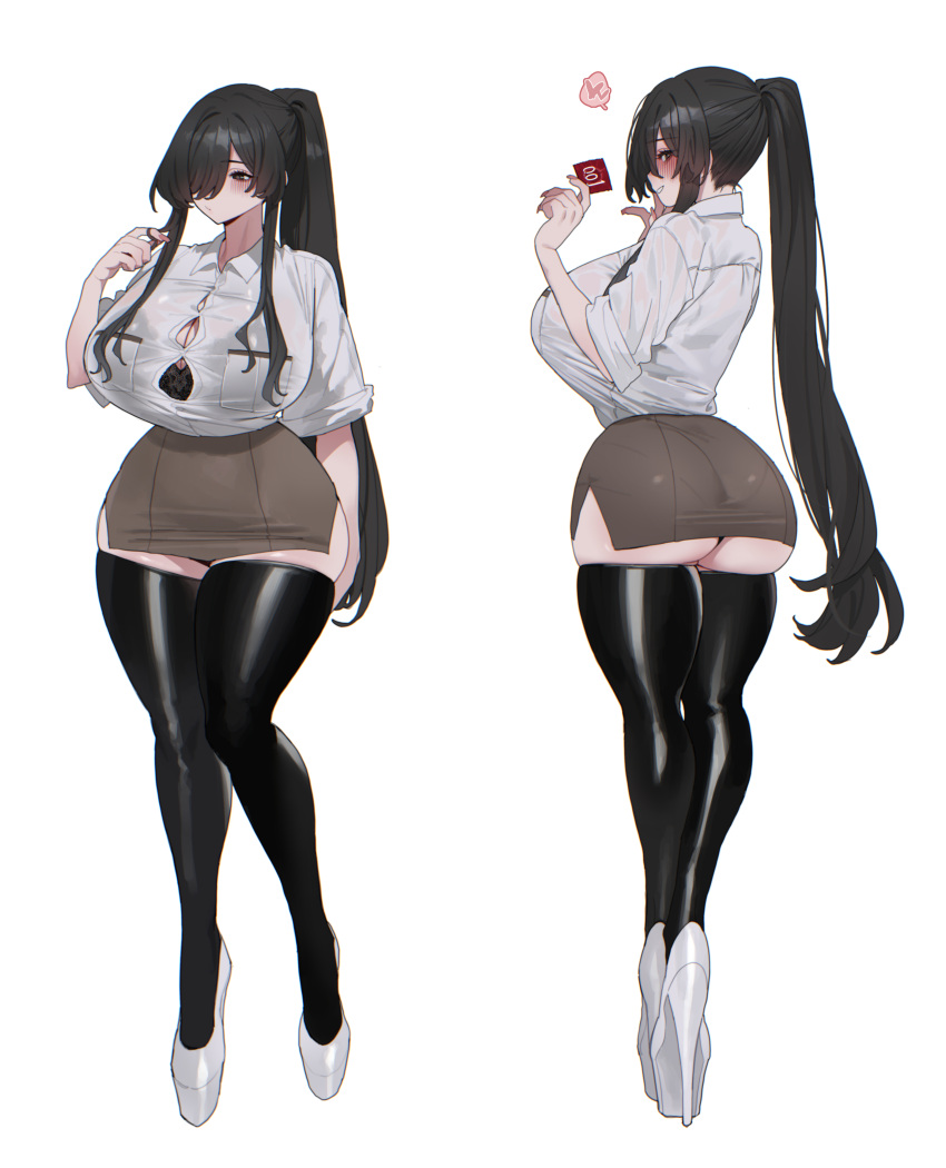 big_breasts brown_eyes brown_hair huge_breasts light-skinned_female light_skin mimyo original original_character thick thick_thighs