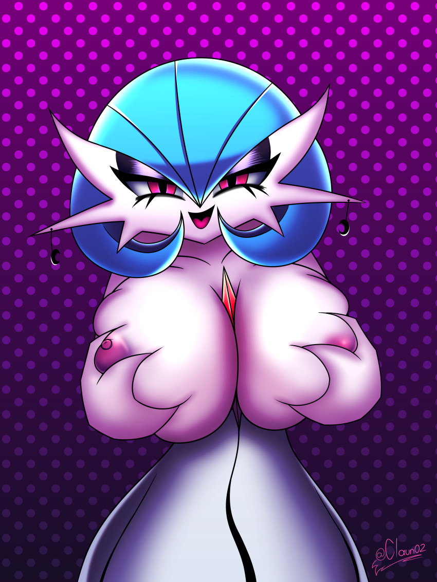 big_breasts blue_body breasts claun02 female female_gardevoir female_only gardevoir huge_breasts pokemon pokemon_(species) short_hair