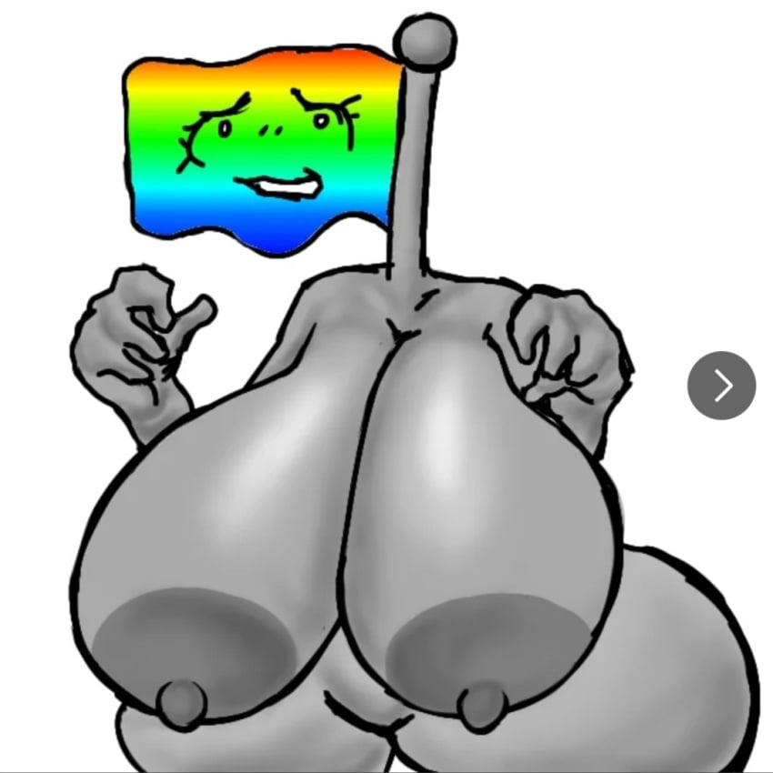 ass big_ass big_breasts big_butt breasts butt gray_body gray_nipples gray_skin grey_body grey_nipples grey_skin nipples object_show object_show_community object_shows osc plain_background pride_flag pride_flag_(tpmos) scarmentor simple_background the_pride_monthly_object_show white_background