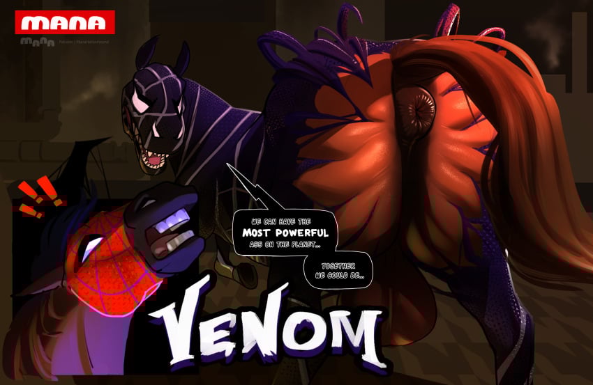 absurd_res animal_genitalia anus ass balls big_anus big_balls big_butt butt_grab duo english_text equid equine equine_anus equine_genitalia feral genitals hand_on_butt hi_res horse horse_venom huge_anus huge_balls huge_butt male mammal manahallowhound marvel mask puffy_anus rear_view saggy_balls spider-man_(character) spider-man_(series) symbiote tail tail_anus text venom_(marvel) wide_hips