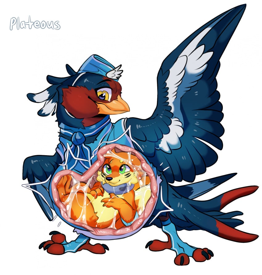 anthro avian big_(disambiguation) bird characters duo feral hi_res invalid_tag male male/male nintendo oral_vore plateous pokemon slightly_chubby vore