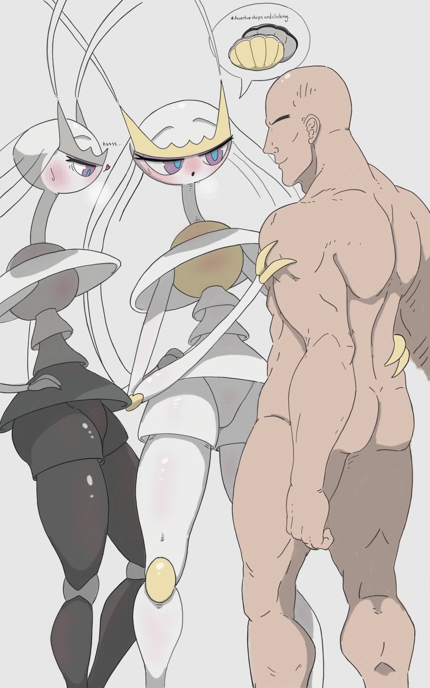 1boy 2girls female humanoid male male_human/female_pokemon nude nude_male pheromosa pheroviran pokemon pokemon_(species) shiny_pokemon