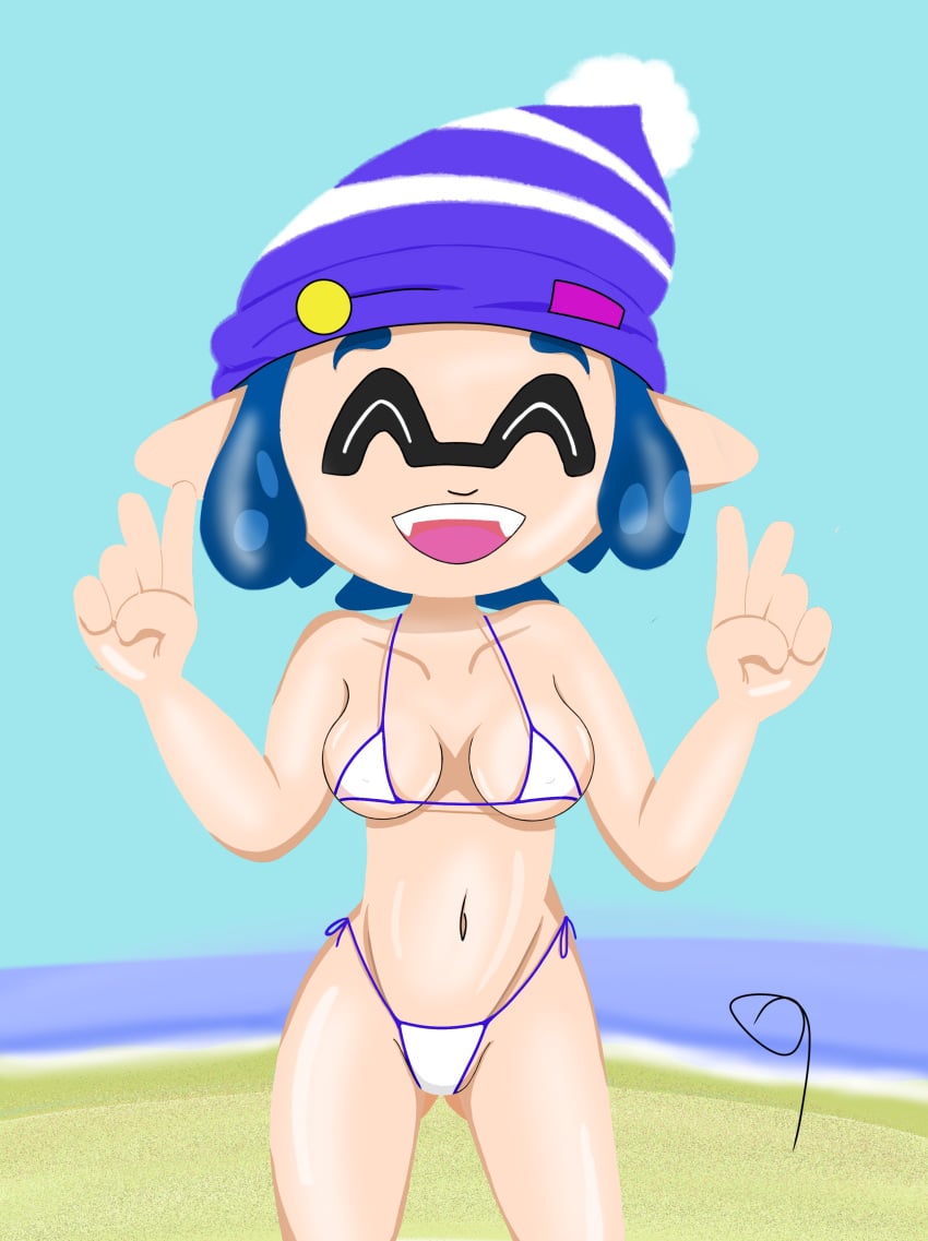 beach bikini bobble_(splatoon) bobblehat female inkling inkling_girl splatoon splatoon_(manga)