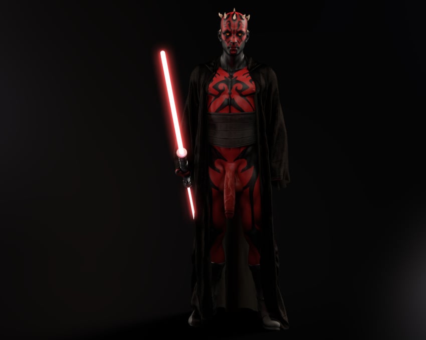 1boy 3d absurd_res absurdres alien darth_maul drinkerofskies male male_only non-human red_body solo star_wars tagme yaoi