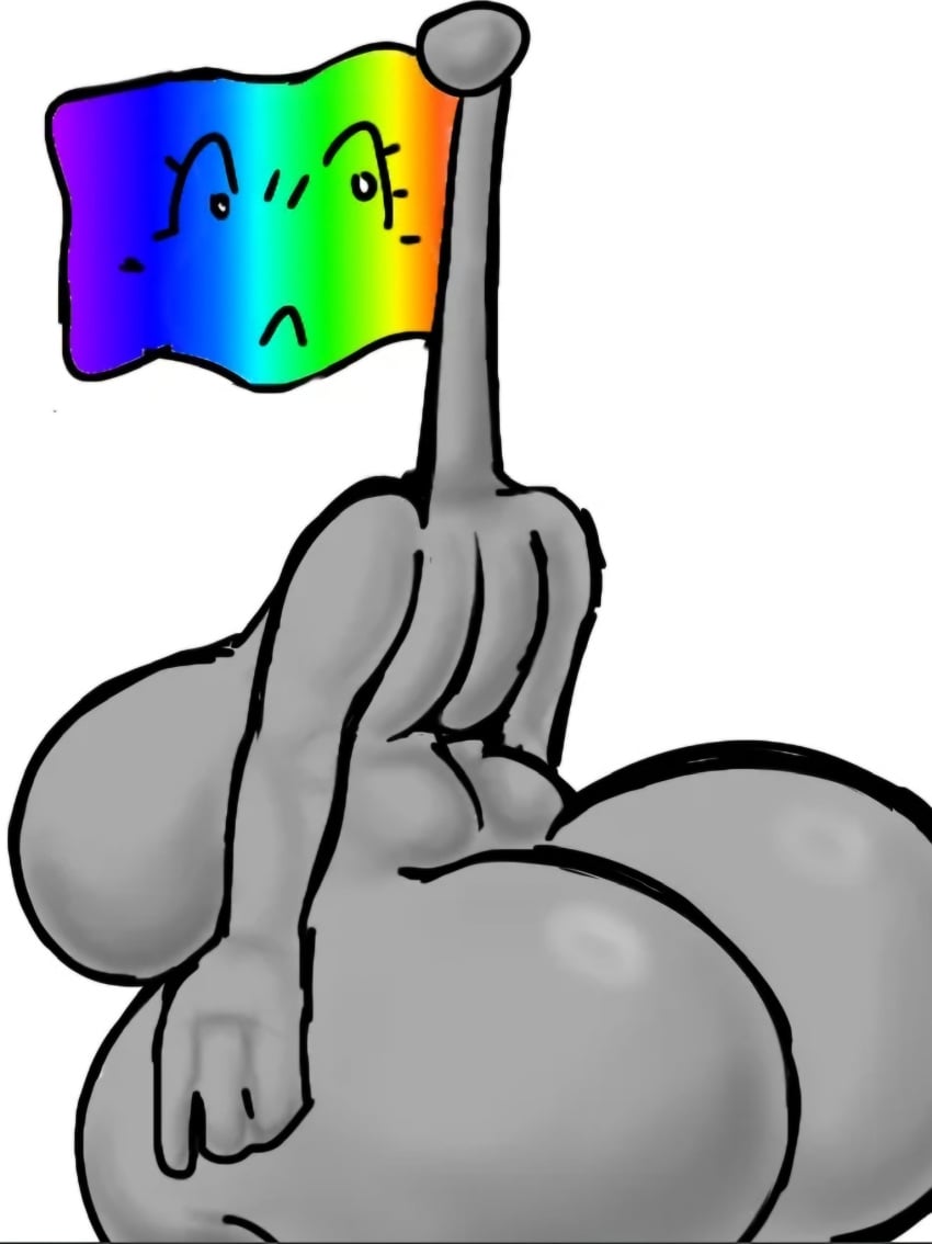 ass big_ass big_breasts big_butt breasts butt flag gray_body gray_skin grey_body grey_skin object_show object_show_community object_shows osc plain_background pride_flag pride_flag_(tpmos) scarmentor simple_background the_pride_monthly_object_show white_background