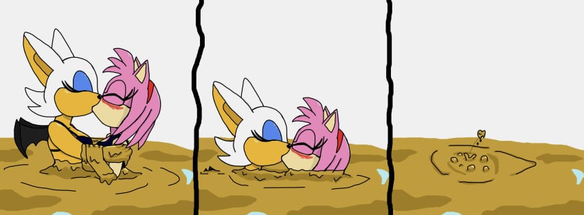 amy_rose blush doctormechapyro kissing mud rouge_the_bat sonic_(series) yuri