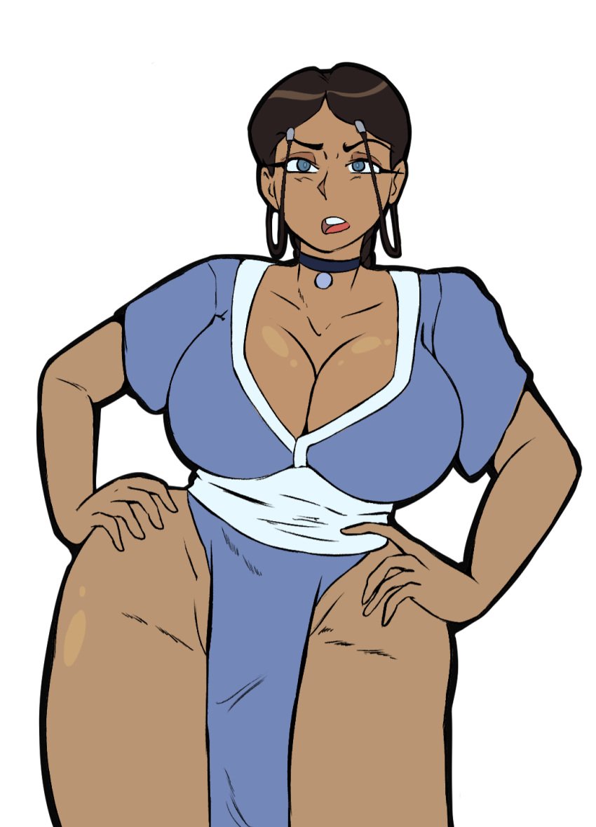 1girls avatar_legends avatar_the_last_airbender big_breasts blue_eyes cleavage dark-skinned_female dark_skin female female_focus female_only katara solo solo_female water_tribe
