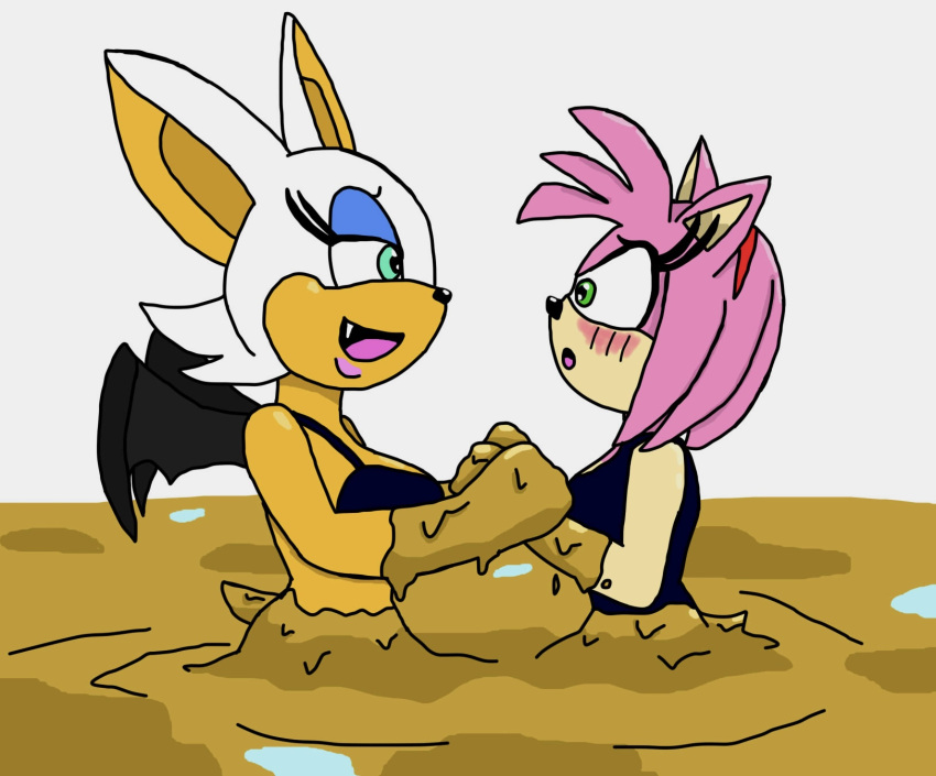 amy_rose blush doctormechapyro mud rouge_the_bat sonic_(series) yuri