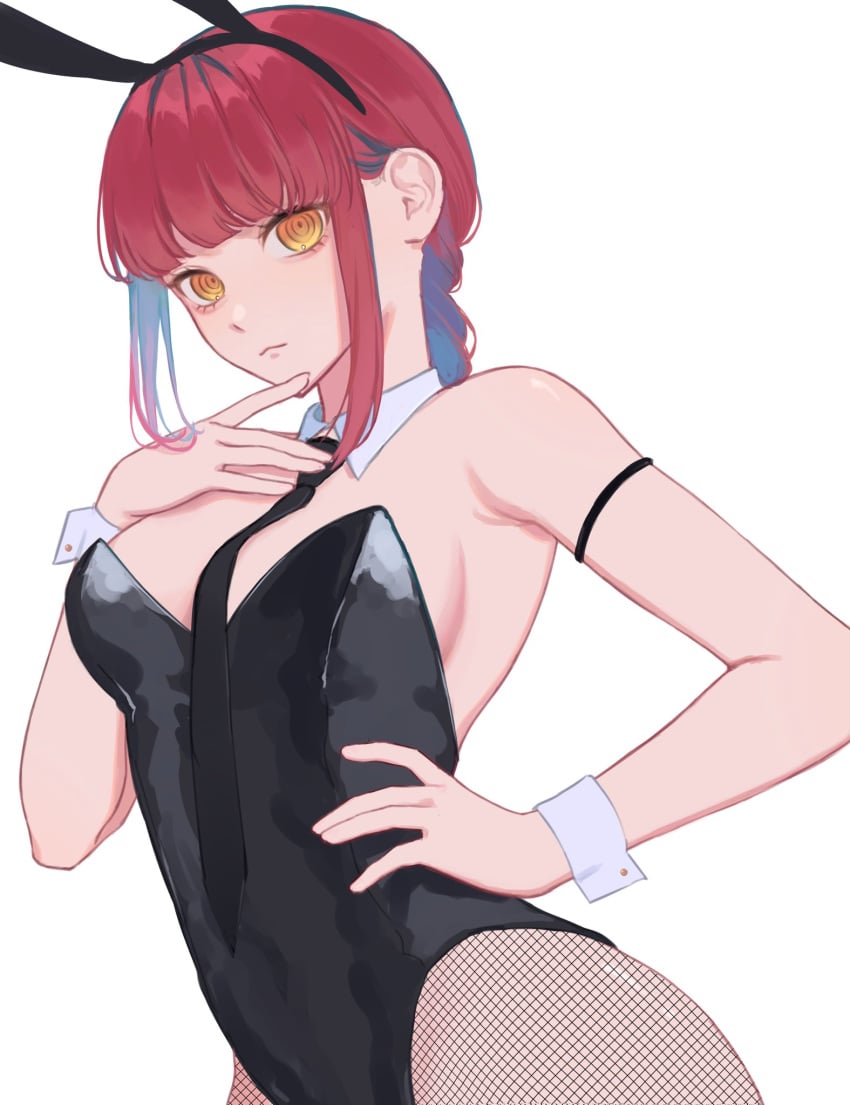 ass big_breasts breasts bunny_ears bunny_girl bunny_tail bunnysuit chainsaw_man female female_only fishnets fully_clothed latex latex_clothing latex_suit makima_(chainsaw_man) necktie necktie_between_breasts pointy_chin red_hair revealing_clothes sideboob tight_clothing