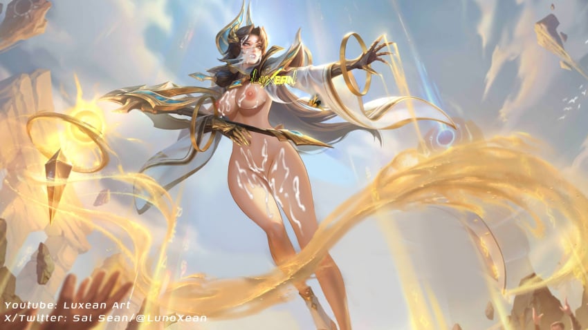 1girls ahe_gao cum_on_breasts cum_on_face luo_yi_(mobile_legends) mobile_legends mobile_legends:_bang_bang