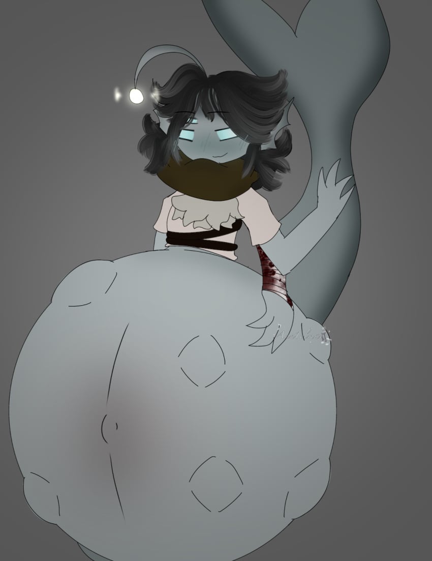 3_arms 3_eyes anglerfish anglerfish_humanoid anthro hyper hyper_pregnancy kicking male merfolk merman monster mpreg multi_arm multi_eye multi_limb pregnant pressure_(roblox) sebastian_solace vore