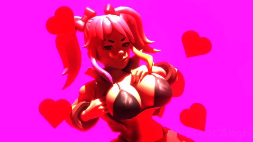 big_breasts heart idiotboxangel pink_background saiko_bichitaru_(smg4) smg4 teasing thick topwear