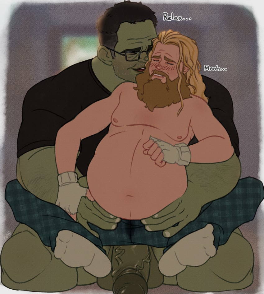 avengers balls bara beard biceps big_balls big_penis bruce_banner clothing daddy darkandgoofy fat_thor gay green-skinned_male green_body green_skin hulk hulk_(series) male male_nipples male_only manly marvel marvel_cinematic_universe marvel_comics mature_male muscular_male nipples pecs penis pregnant pregnant_male size_difference thor_(marvel) thor_(series)