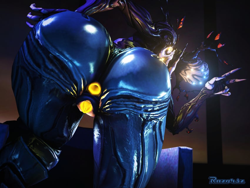 2018 3d ass female fingers glowing hi_res humanoid machine mammal nude oberon_(warframe) pinup pose pussy razorsz robot source_filmmaker spread_ass spreading thick_thighs video_games warframe