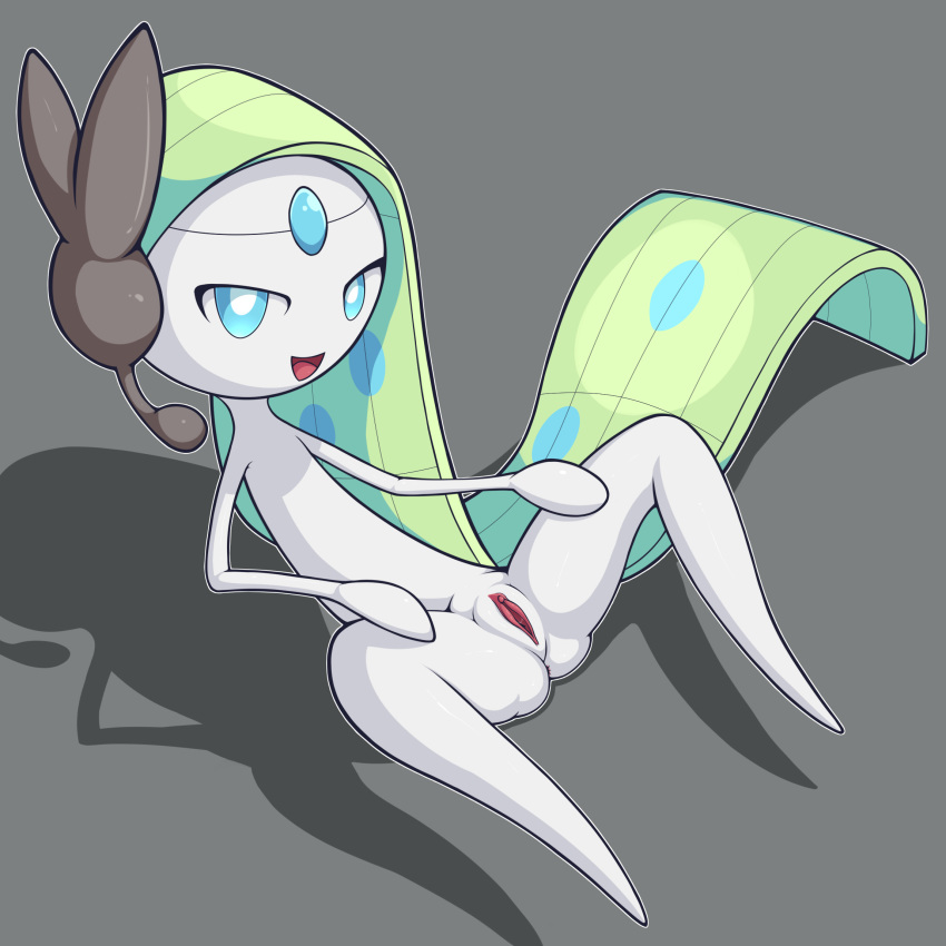 2020 anus ass blue_eyes female genitals green_hair grey_background hair hi_res human humanoid legendary_pokémon looking_at_viewer lying male mammal meloetta meloetta_(aria_form) nintendo nude on_back on_bottom pokémon_(species) pokemon pseudo_hair pussy shadow simple_background solo spread_legs spreading video_games white_body white_skin zeamaeri