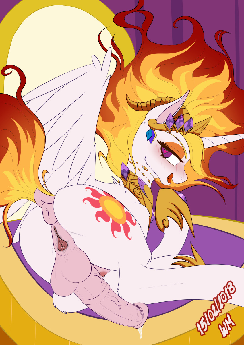 <3_eyes 2018 absurd_res alicorn animal_genitalia animal_penis animal_pussy anus areola ass backsack balls bedroom_eyes blush breasts clitoral_winking clitoris crotchboobs crown cutie_mark dock equine equine_penis equine_pussy erect_nipples erection eyebrows eyelashes eyeshadow feathered_wings feathers feral flaming_hair friendship_is_magic full-package_futanari futanari hair half-closed_eyes heart herm hermaphrodite hi_res horn horsecock intersex inviting licking licking_lips looking_at_viewer looking_back lying makeup mammal mascara medial_ring multi_genitalia my_little_pony nightmare_star_(mlp) nipples nude on_side open_mouth penis precum princess_celestia_(mlp) puffy_anus purple_eyes pussy pussy_juice rear_view seductive slit_pupils solo tongue tongue_out urethra vein wings wolfmask