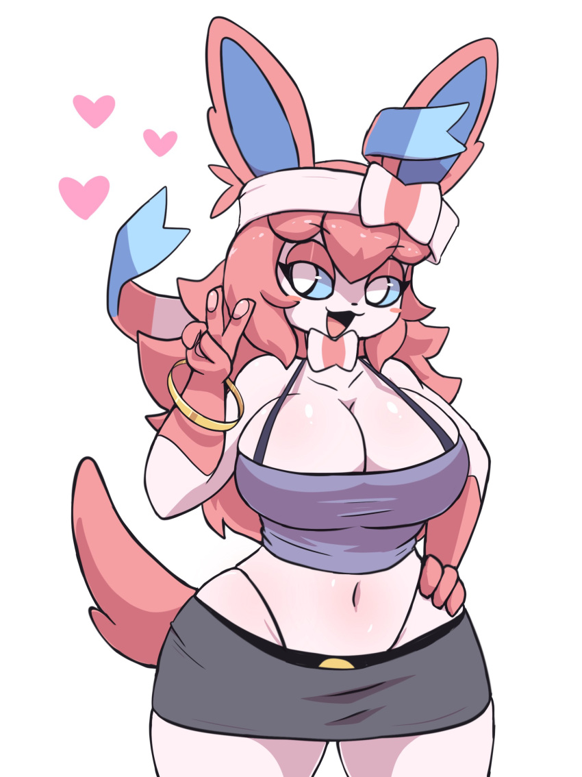 1girls anthro anthro_only big_breasts breasts cleavage eeveelution female furry huge_breasts oreon_smol pokemon pokemon_(species) sylveon tagme thick_thighs wide_hips