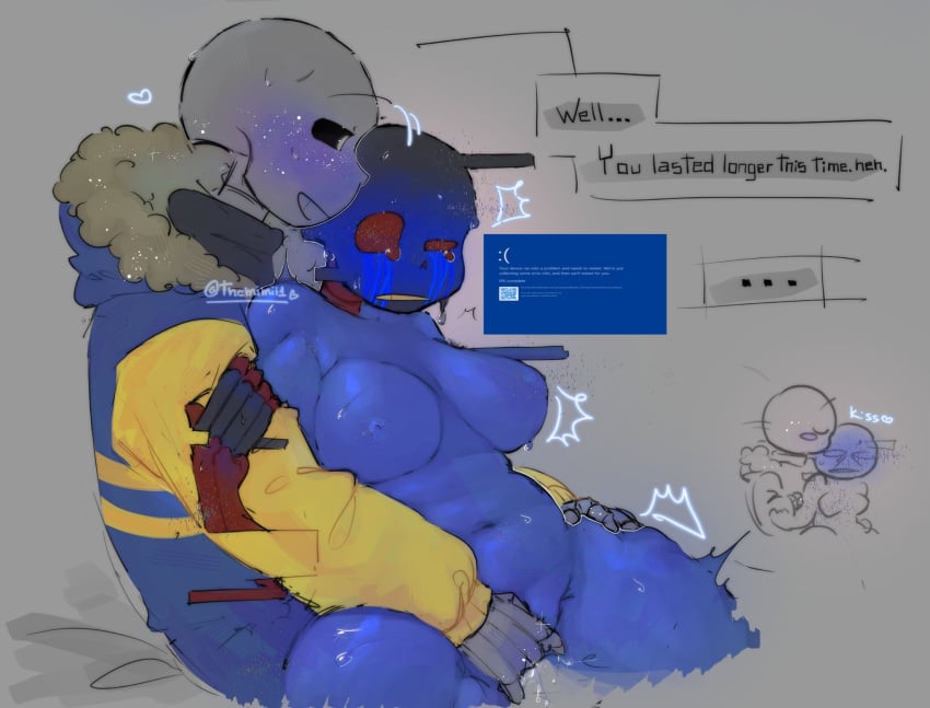 cumming dialogue drooling ectobody error_sans_(fan_character) fingering heart male outertale_sans sans_au skeleton themimii1 twitching undertale undertale_au