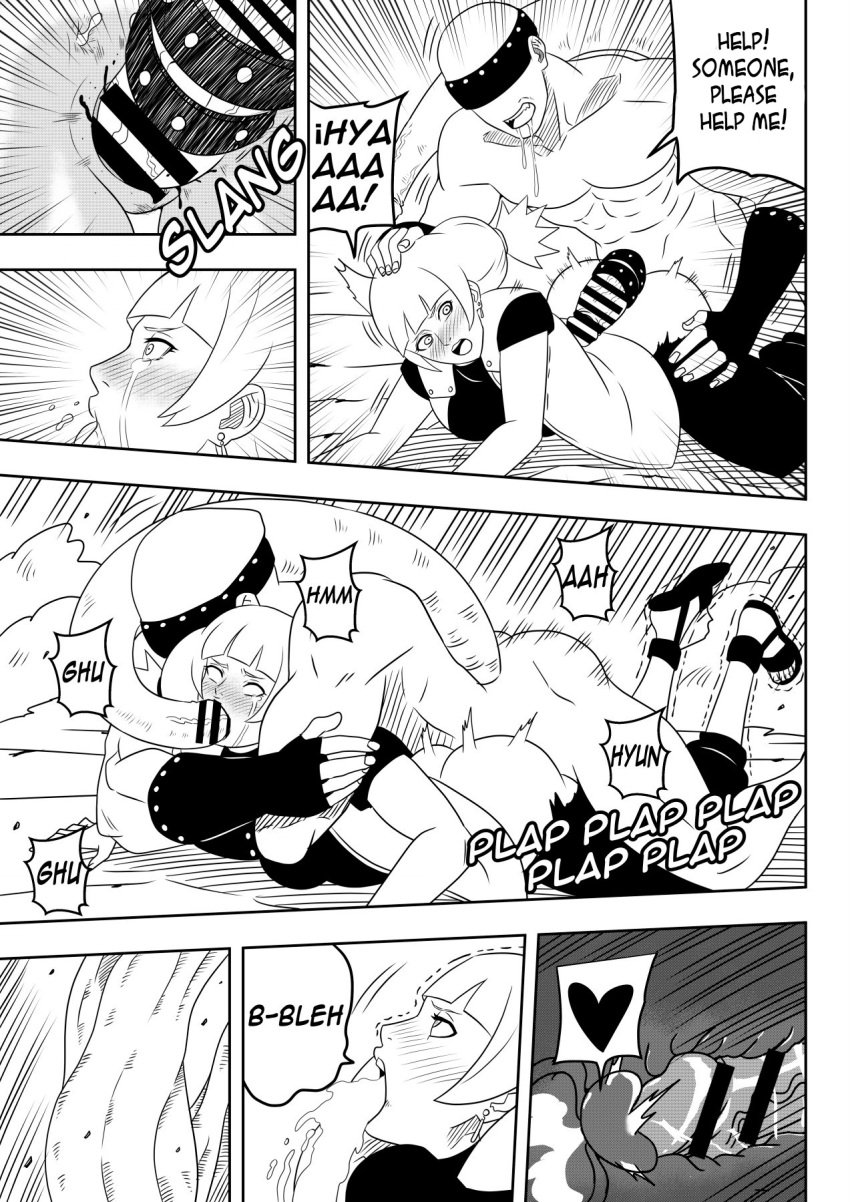 ass begging begging_for_help blank_eyes blunt_bangs boruto:_naruto_next_generations boruto:_two_blue_vortex breasts captured captured_heroine climax clothed_sex comic crying cum_in_mouth cum_in_pussy cum_inside cum_out_mouth cum_puke cum_through cumdrip defeated defeated_heroine dialogue english_text fellatio female fucked_from_behind fucked_into_submission fucked_senseless fucked_silly interspecies kazamatsuri_moegi kunoichi lying_on_ground lying_on_stomach mind_break moaning monochrome naruto naruto_(series) ninja ninrubio rape ripped_clothing spitroast story tail_in_mouth tears twintails vaginal_penetration vaginal_sex