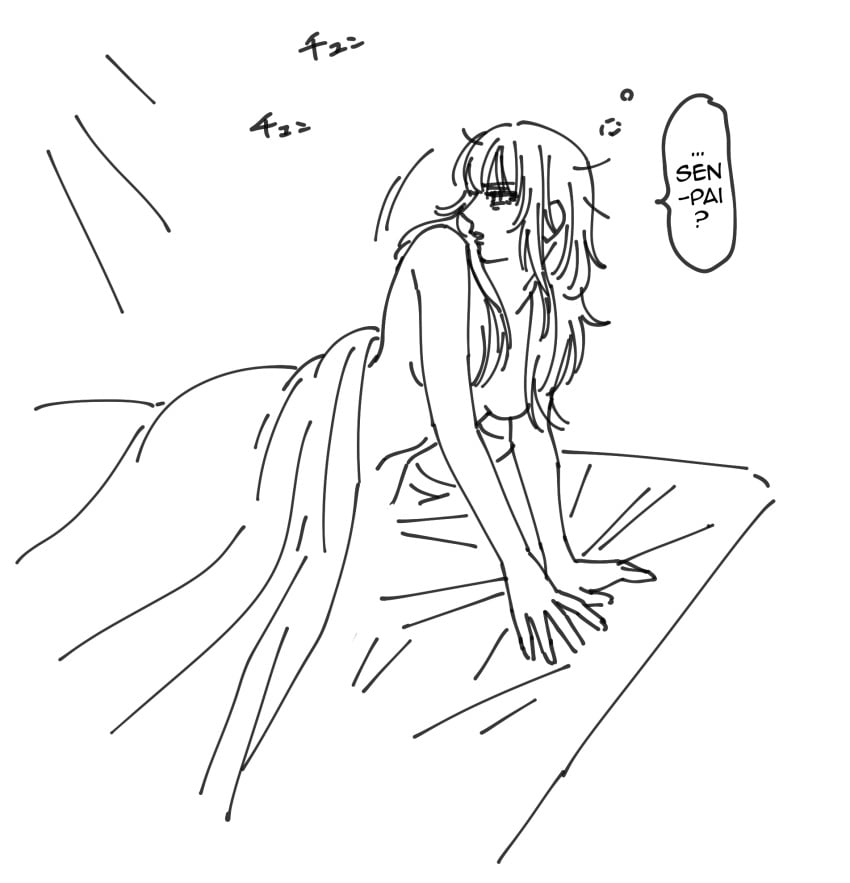 after_sex chi_c_lov comic completely_nude english_text female female_only gintama hard_translated in_bed kijima_matako long_hair messy_hair monochrome morning morning_after nude nude_female on_bed solo translated waking_up