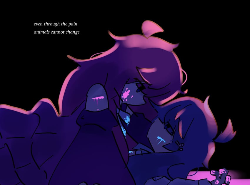 2girls blood cowgirl_position dawn_(vividstasis) english_text female femdom tsuki_(vividstasis) vividstasis wlw yuri