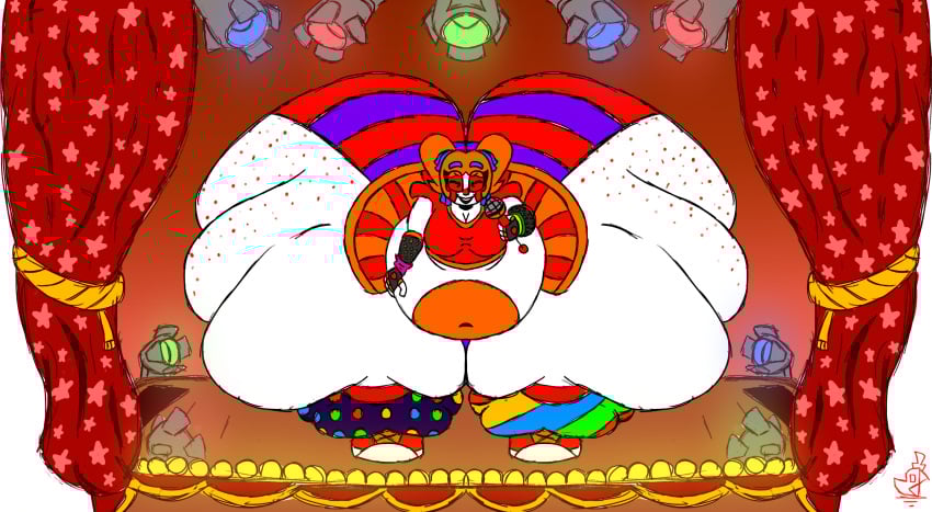 1girls ass baby_(fnafsl) belly breasts circus_baby circus_baby_(fnaf) cleavage clown clown_girl colossal_ass eyes_closed eyes_clsoed fat female female_focus female_only fingerless_gloves five_nights_at_freddy&#039;s five_nights_at_freddy&#039;s:_sister_location freckles freckles_on_ass gloves hips hyper hyper_ass kink-klown large_ass meat_wall_(body_type) microphone miniskirt orange_hair overweight overweight_female panties robot robot_girl singing sister_location skirt solo spotlight stockings stockings_thigh_highs stomach striped_panties thick_thighs thighs twintails underwear weight_gain wide_hips