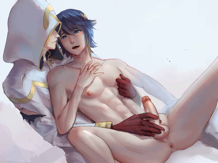 2boys alfonse_(fire_emblem) anus ass erection fire_emblem fire_emblem_heroes gloves kiran_(fire_emblem) male_focus multiple_boys nipples nude penis penis_grab reddverse testicles yaoi