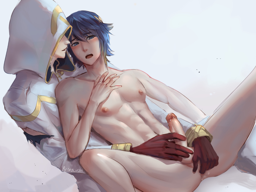 2boys alfonse_(fire_emblem) anal ass_juice cum erection fingering fire_emblem fire_emblem_heroes kiran_(fire_emblem) male_focus multiple_boys nipples nude penis reddverse sweat testicles yaoi