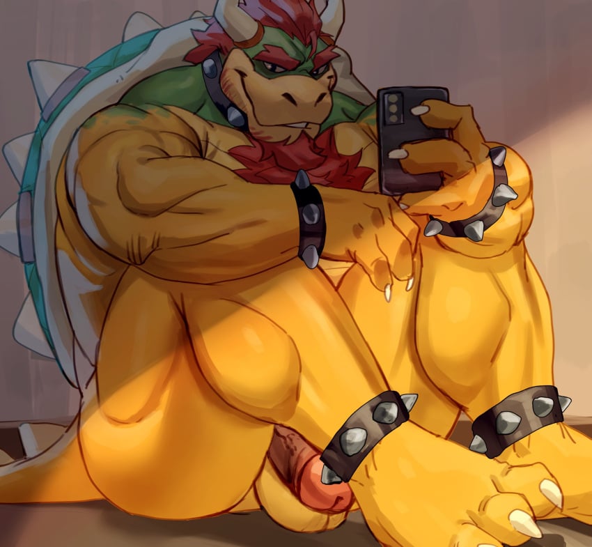 2024 anklet anthro balls barazoku beard biceps big_balls big_muscles big_penis body_hair bowser bowser_day bracelet cellphone chest_hair claws collar deltoids electronics eyebrows facial_hair flaccid foreskin gay genitals glans hair hi_res holding_object holding_phone horn huge_muscles humanoid_genitalia humanoid_penis inside jewelry kemono koopa legband lhjal2 looking_at_viewer male mario_(series) muscular muscular_anthro muscular_male nintendo non-mammal_balls nude pecs penis phone scalie shell sitting smartphone smile solo spiked_anklet spiked_bracelet spiked_collar spiked_legband spiked_shell spiked_tail spikes spikes_(anatomy) tail taking_picture thick_arms thick_thighs urethra