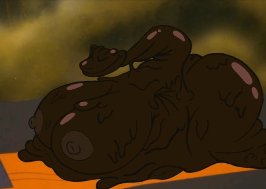 ass brown brown_slime female ferngully fiend_fiends gigantic_ass gigantic_breasts goo_girl hexxus long_neck nipples rule_63 seductive_look slime slime_girl