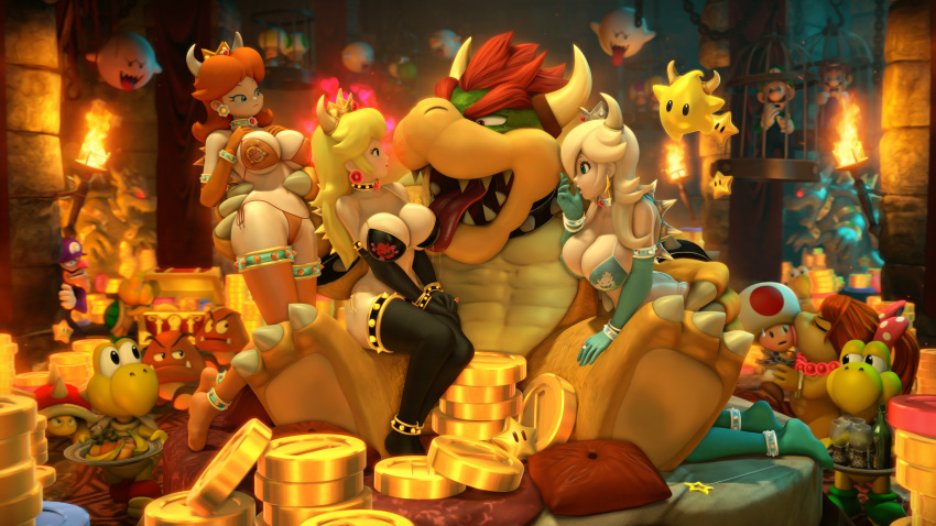 3d 4girls banskinator big_breasts bikini blonde_hair blue_eyes boo_(mario) bowser bowser_bikini bowser_logo breasts brown_hair chest choker cleavage coins cuckold elbow_gloves female gems gloves goomba harem horns kiss_mark koopa koopa_troopa large_breasts licking_breast lipstick lipstick_mark lipstick_on_muzzle luigi luma male mario mario_(series) multiple_boys multiple_girls netorare nintendo pimp princess_daisy princess_peach princess_rosalina protagonistsub_antagonistdom red_hair smile spiny super_mario_bros. swimsuit thighhighs toad_(mario) tongue treasure treasure_chest urbanator waluigi wendy_o._koopa yoshi