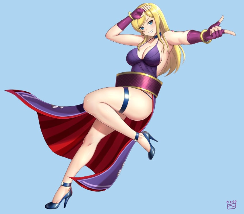 1girls arm_tattoo armwear ass ass b._jenet bare_ass bare_legs bbw belt big_breasts bimbo blonde_hair blue_eyes blue_heels blue_high_heels bracelets busty choker cleavage clothed clothing collar fatal_fury fatal_fury:_city_of_the_wolves female female_focus female_only finalcake fingerless_gloves footwear gloves heels hi_res high_heels high_resolution highres hourglass_figure jewelry king_of_fighters kof large_breasts light-skinned_female light_skin lips lipstick long_dress long_hair long_legs looking_at_viewer makeup no_panties pale-skinned_female pale_skin pink_lips pink_lipstick pinup pose posing purple_gloves rose_tattoo skimpy skimpy_clothes skimpy_dress sleeveless_dress snk solo solo_female solo_focus stiletto_heels tattoo the_king_of_fighters thick_thighs thigh_band thighband thighs thunder_thighs very_high_resolution voluptuous voluptuous_female yellow_hair