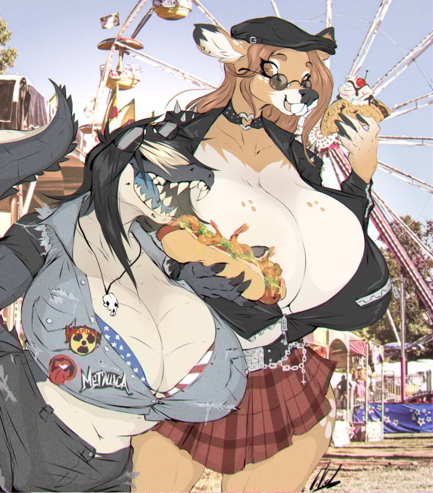 big_breasts breasts cleavage dullvivid ellie_(dullvivid) female fiona_fawnbags_(dullvivid) furry huge_breasts thick_thighs wide_hips