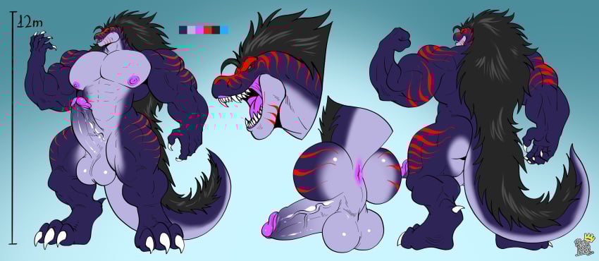 absurd_res anthro ass barazoku claws dinosaur drakons genitals hi_res humanoid_genitalia humanoid_penis male model_sheet muscular nipples nude paws penis prehistoric_species quartz_sephir reptile rhinoking scalie sephir theropod tyrannosaurid tyrannosauroid tyrannosaurus