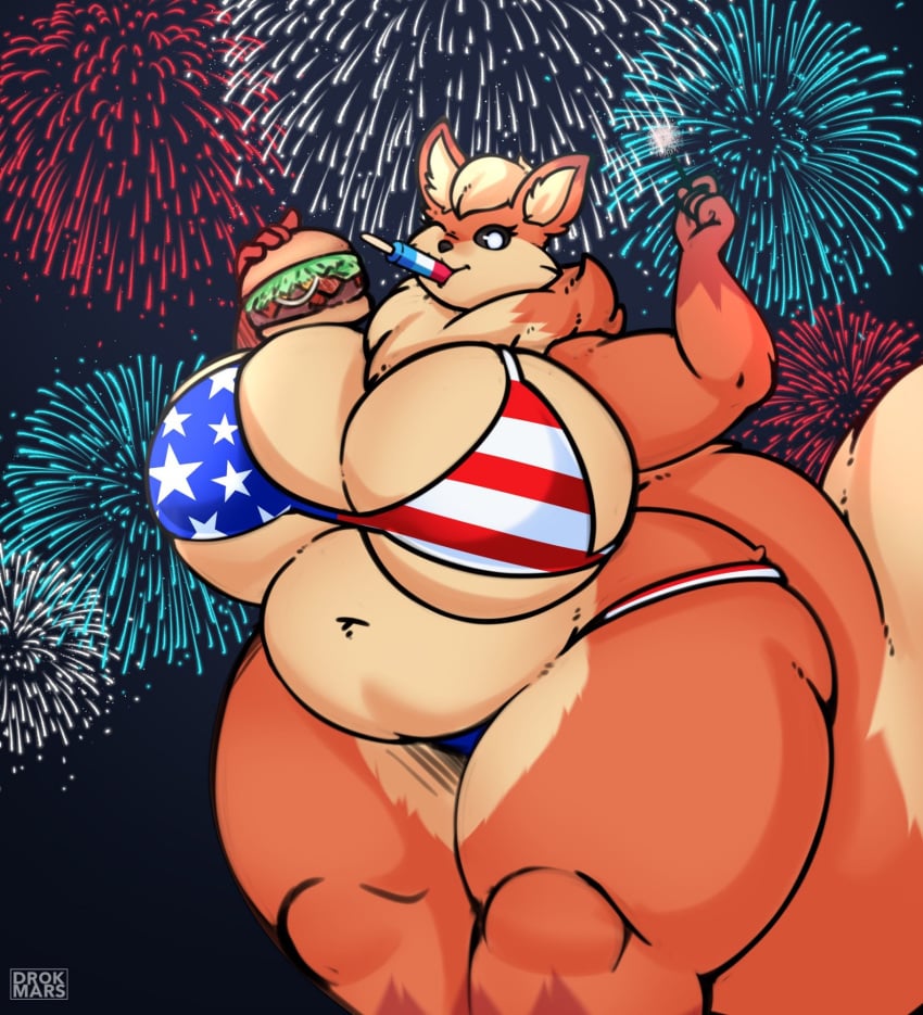 bbw big_breasts bikini breasts cleavage drokmars female furry huge_breasts melody_(drokmars) overweight thick_thighs wide_hips
