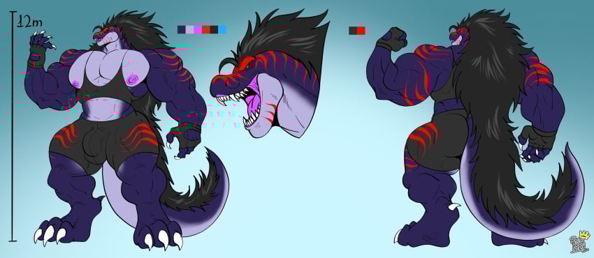 absurd_res anthro barazoku claws dinosaur drakons hi_res male model_sheet muscular nipples paws prehistoric_species quartz_sephir reptile rhinoking scalie sephir theropod tyrannosaurid tyrannosauroid tyrannosaurus