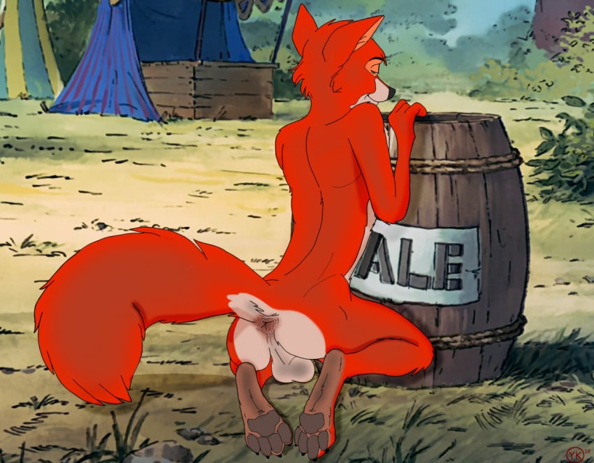 anthro anus ass balls canine disney fan_character fell flirting fox hindpaw looking_at_viewer male male_only mammal paws pinup pose presenting raised_tail red_fox robin_hood_(character) robin_hood_(disney) seductive solo suggestive testicles yiffykicks